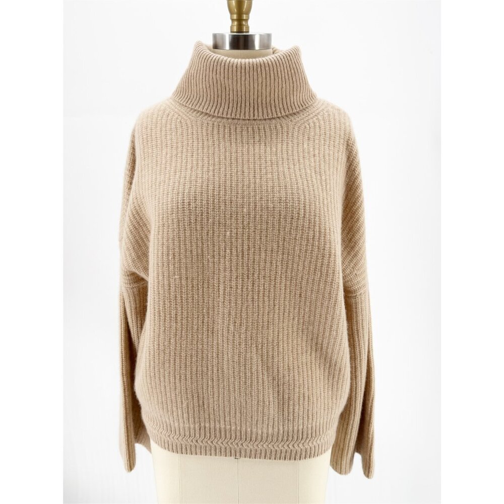 Joie Size L Camel Tan Cashmere Pullover Turtleneck Knit Sweater